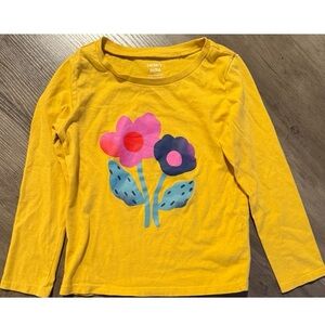 Carter's Yellow Long-Sleeve Tee with Colorful Flower Graphic. Size 5T.